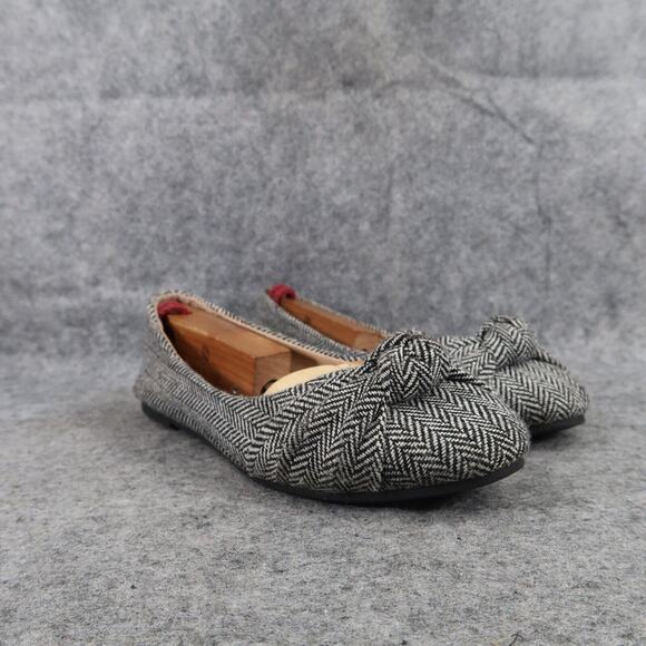 Charles Albert Shoes Womens 6 Ballet Flats Knot Toe Fashion Classic Chevron Gray - Picture 1 of 13